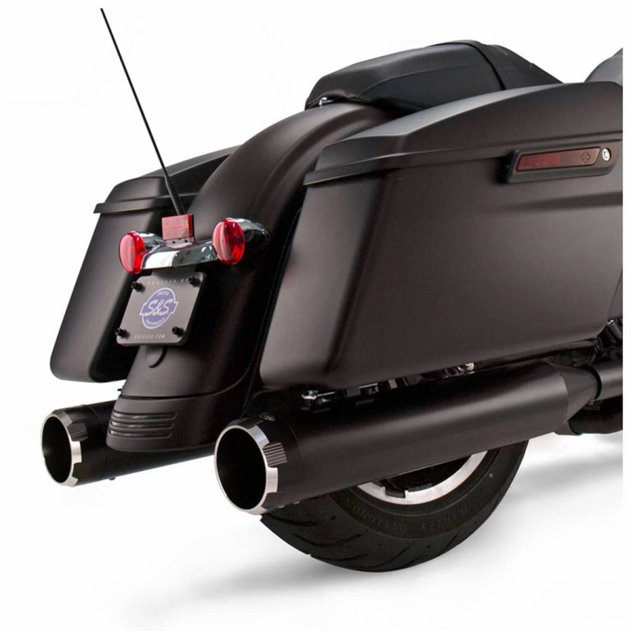 Exhaust * | S&S Cycle Mk45 4.5 Ceramic Black Slip-On Mufflers With Highlight Machined Black Thruster End Caps