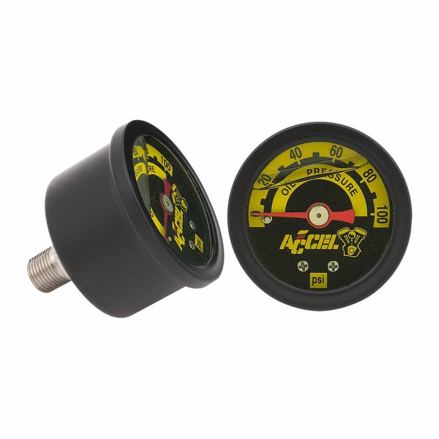 Engines * | Accel Black Oil Pressure Gauge 0-100Lbs