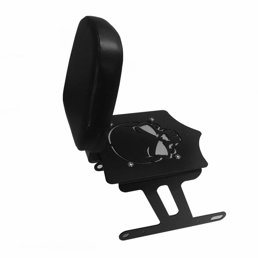 Seats & Backrests * | Bdd Custom Black Skull Luggage Rack W/Backrest For Solo Seat