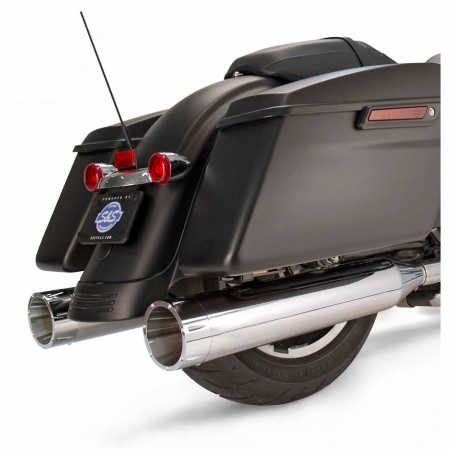 Exhaust * | S&S Cycle Mk45 4.5 Chrome Slip-On Mufflers With Chrome Tracer End Caps