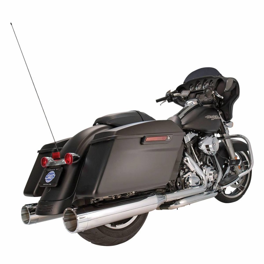 Exhaust * | S&S Cycle Mk45 4.5 Chrome Slip-On Mufflers With Chrome Tracer End Caps