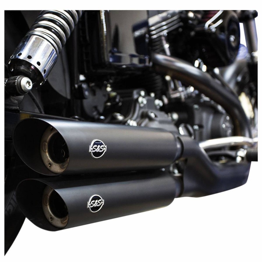 Exhaust * | S&S Cycle 3-1/4 Slash Cut Black Slip-On Mufflers