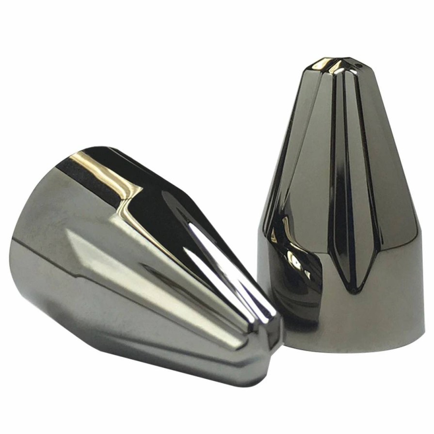 Engines * | Ciro Black Chrome Fluted Spike 1/4 Engine Bolt Caps