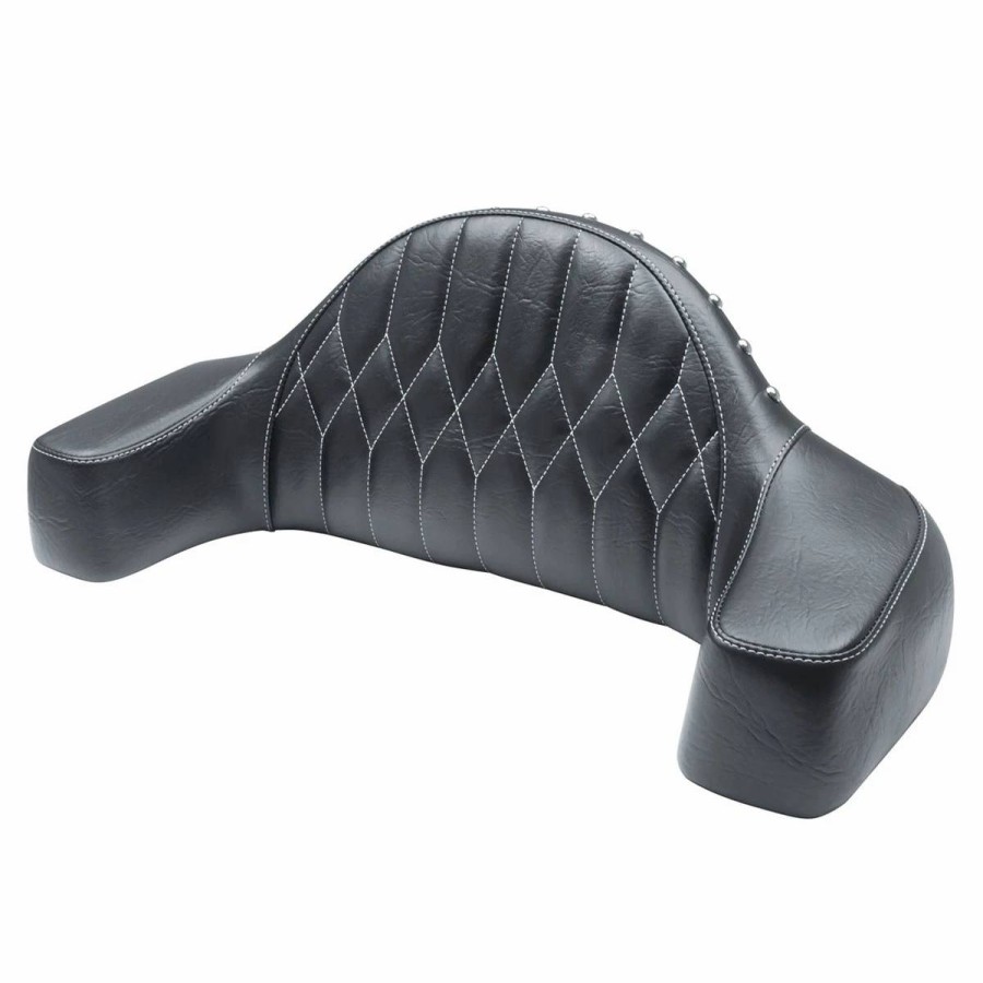 Seats & Backrests * | Mustang Black Diamond Wrap-Around Passenger Backrest With White Stitching