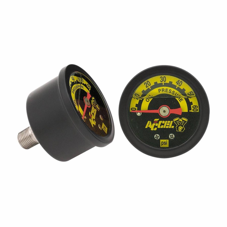 Engines * | Accel Black Oil Pressure Gauge 0-60Lbs