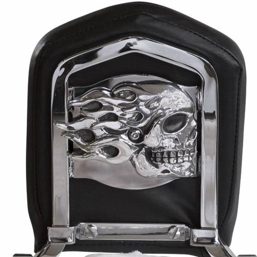 Seats & Backrests * | Chrome Dome Flaming Skull Backrest Insert