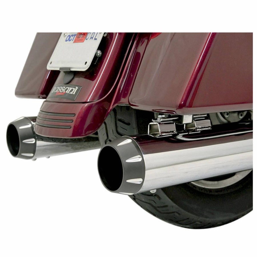 Exhaust * | Bassani 4 Quick Change Series Black Fluted End Cap